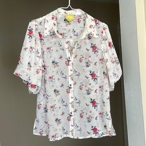 Anthropologie Maeve Sheer Flower Blouse
